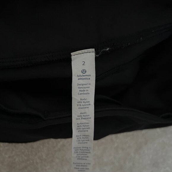 Lululemon Smooth Stride Crop Black Size 2 Stylish Mesh on Side Leggings - Picture 12 of 16